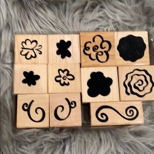 EUC rubber stamp set of 11. Floral whimsy